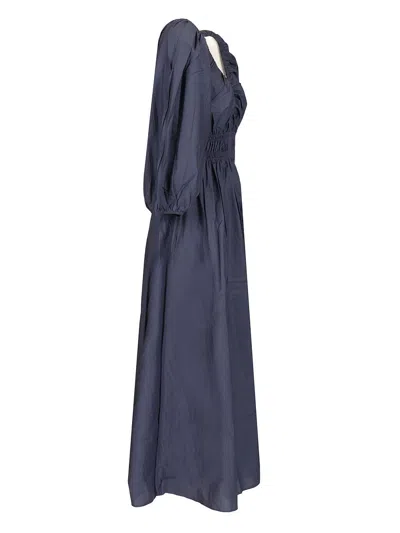 Matteau Shirred Plunge Button Dress Dresses Blue In Blue