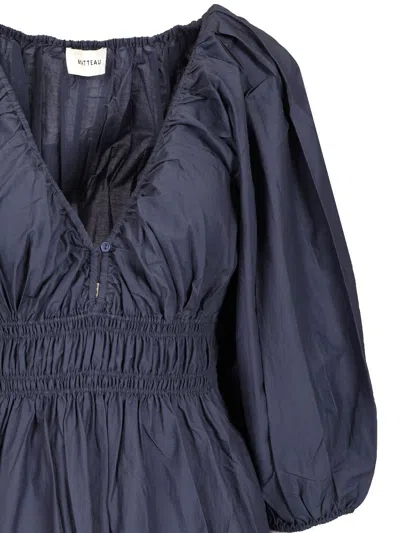 Matteau Shirred Plunge Button Dress Dresses Blue In Blue