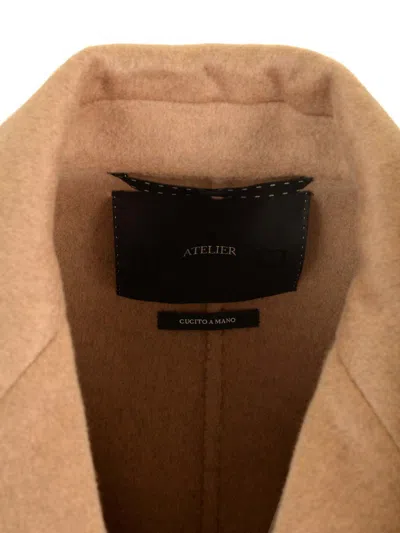 Max Mara Wool Cashmere Silk Wrap Coat In Brown