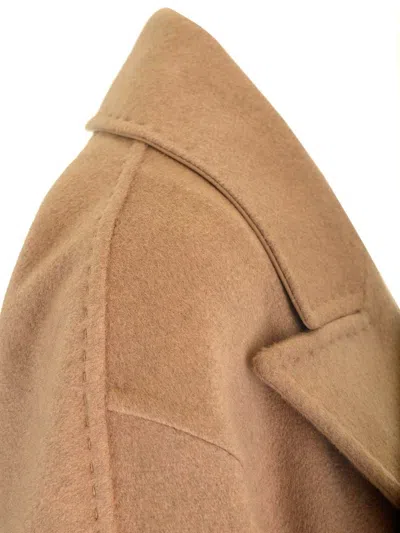 Max Mara Wool Cashmere Silk Wrap Coat In Brown