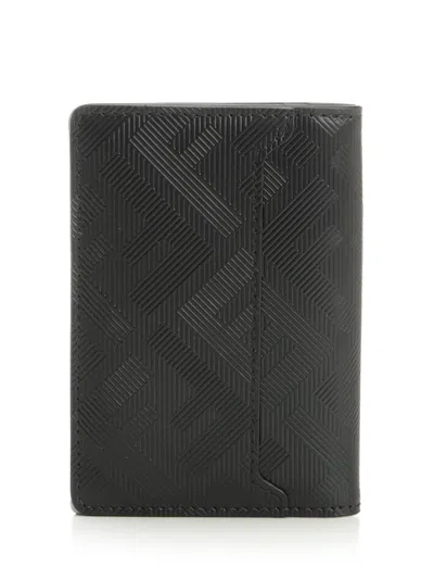 Fendi Vertical Ff All Over Card Holder Wallets Black