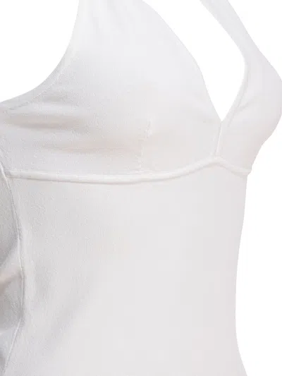 Max Mara Halterneck Sleeveless Fitted Silhouette Seam Detailing In White