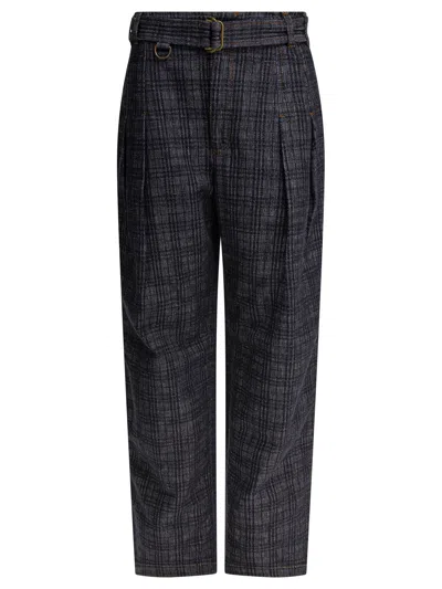 Burberry Indigo Jeans In Check Pattern Denim In Black