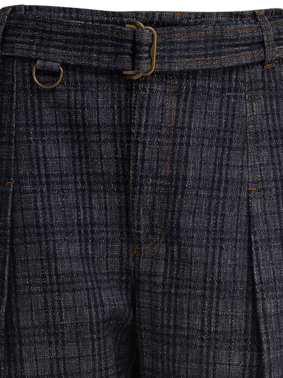 Burberry Indigo Jeans In Check Pattern Denim In Black
