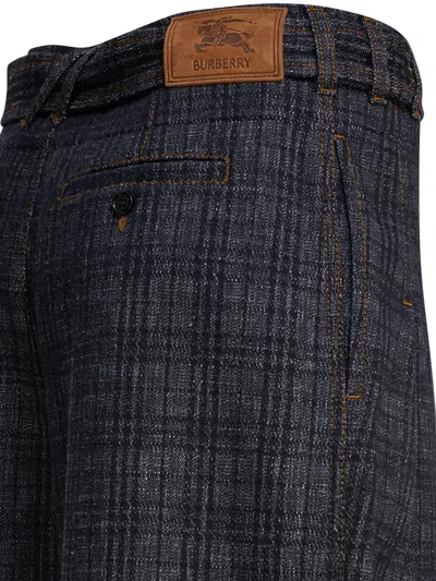 Burberry Indigo Jeans In Check Pattern Denim In Black