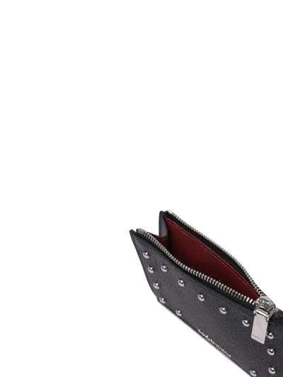 Alexander Mcqueen Textured Leather Wallet With Metallic Studs In Black