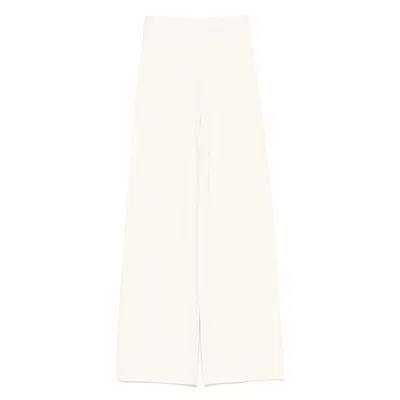Max Mara Elastic Waistband Lightweight Wide Leg Trousers In Neutral