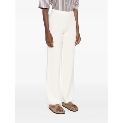 Max Mara Elastic Waistband Lightweight Wide Leg Trousers In Neutral