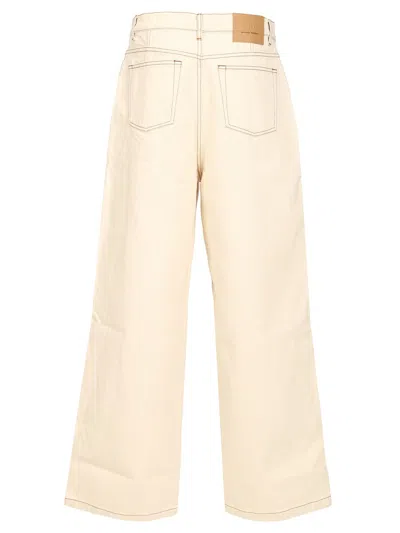 Ami Alexandre Mattiussi Wide Leg Jeans Beige In White