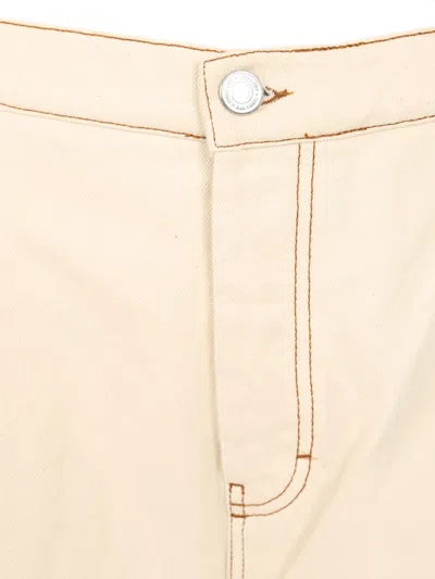 Ami Alexandre Mattiussi Wide Leg Jeans Beige In White