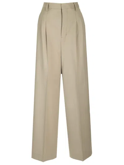 Ami Alexandre Mattiussi Ami Wide Leg Pleated Pants In Multi