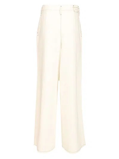 Dries Van Noten Wide Pleated Pants Trousers White In White