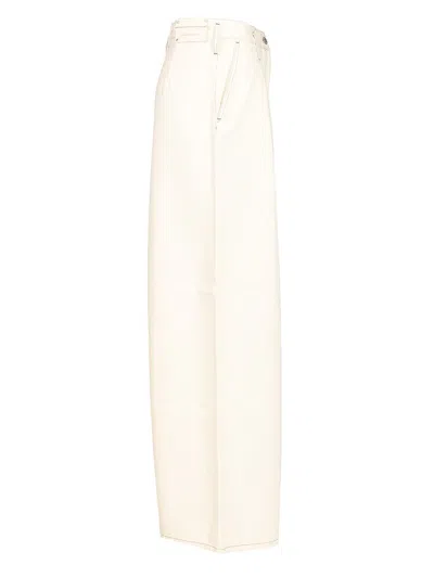 Dries Van Noten Wide Pleated Pants Trousers White In White