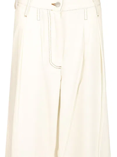 Dries Van Noten Wide Pleated Pants Trousers White In White