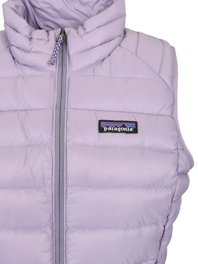 Patagonia High Collar Sleeveless Cotton Coat In Purple