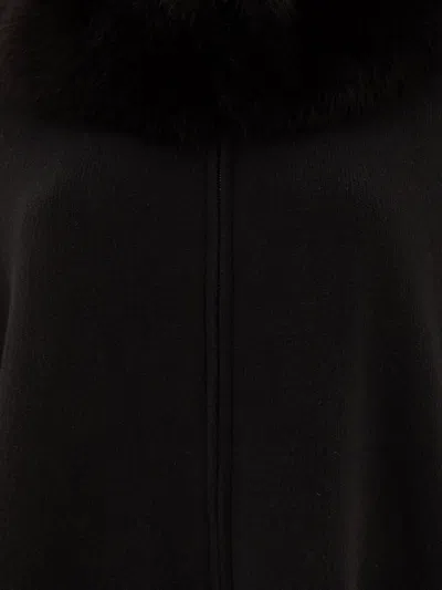 Giovi Elegant Wool And Cashmere Poncho For Women In Black