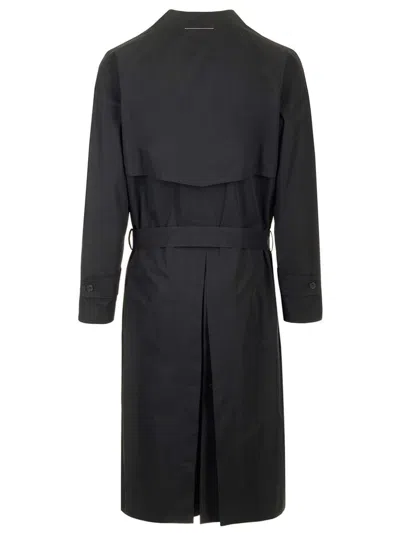 Mm6 Maison Margiela Wool Coat With Belt Coats Black In Black