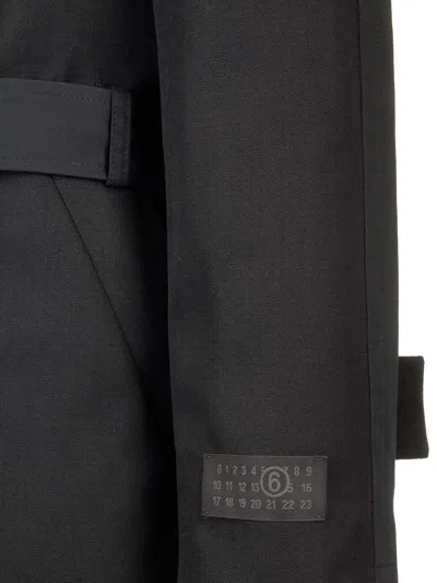 Mm6 Maison Margiela Wool Coat With Belt Coats Black In Black