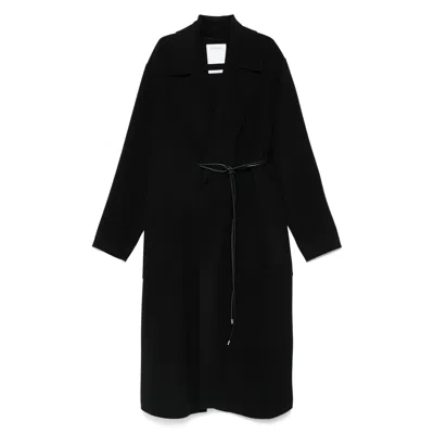 Sportmax Belted Double-breasted Coat In Black