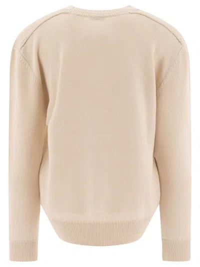 Burberry Wool Crew Neck Sweater Knitwear Beige In Neutral