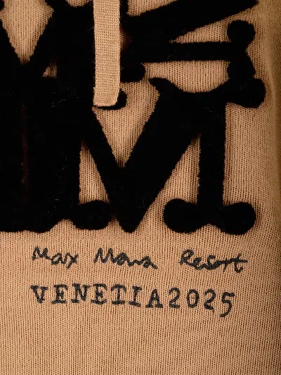 Max Mara Wool Hoodie Tops Beige In Brown