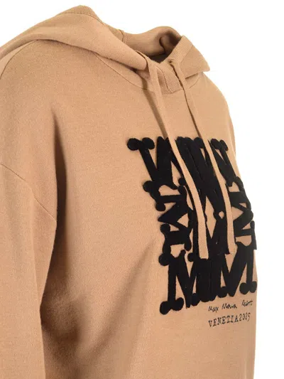Max Mara Wool Hoodie Tops Beige In Brown