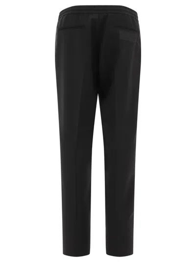 Valentino Regular Fit Black Jogging Pants In Wool-mohair Blend