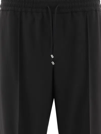 Valentino Regular Fit Black Jogging Pants In Wool-mohair Blend
