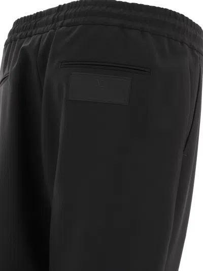Valentino Regular Fit Black Jogging Pants In Wool-mohair Blend