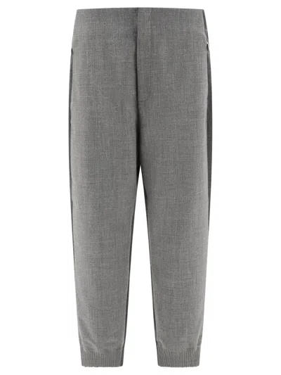 Thom Browne Colour-block Virgin Wool Track Pants In Gray