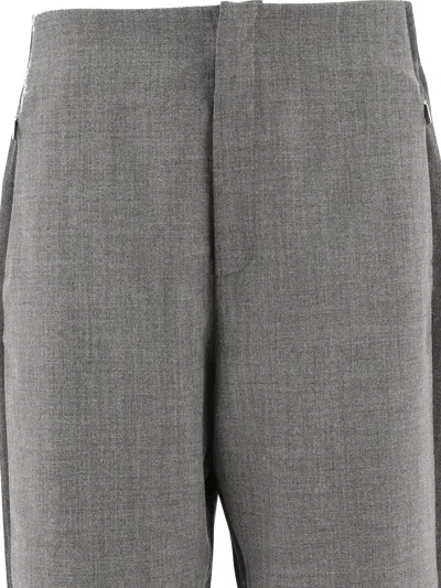 Thom Browne Colour-block Virgin Wool Track Pants In Gray