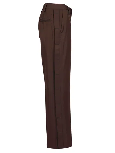 Off-white Wool Wide Leg Trousers Brown