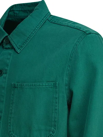 Alex Mill Garment Dyed Work Jacket In Recycled Denim In Green