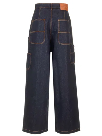 Etro Denim Lurex Detailing Baggy Jeans In Blue