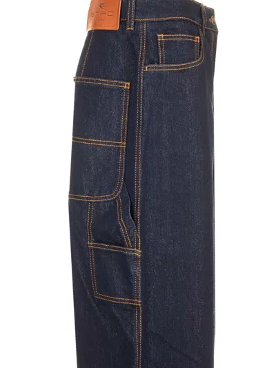 Etro Denim Lurex Detailing Baggy Jeans In Blue