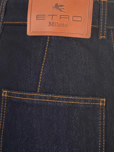 Etro Denim Lurex Detailing Baggy Jeans In Blue