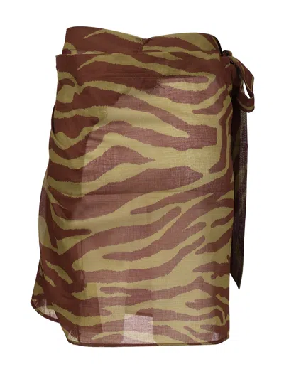 Attico Zebra Print Pareo Skirts Brown In Brown