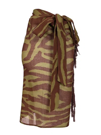 Attico Zebra Print Pareo Skirts Brown In Brown