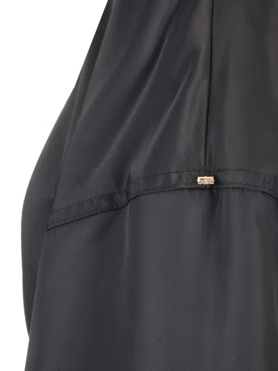 Sportmax Zebu Hourglass Pufer Jacker Eco Leather Belt Coats Black In Black