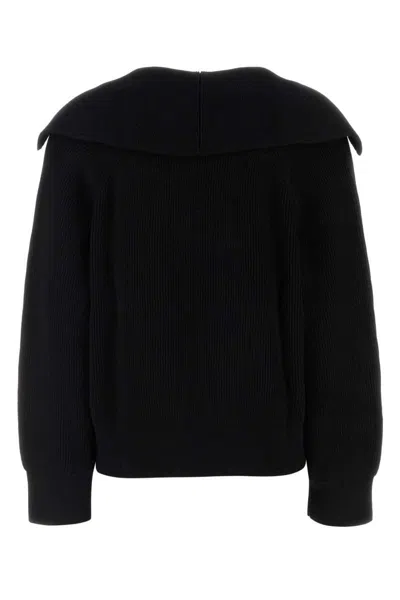 Bottega Veneta Stretch Cotton Blend Polo Shirt With Ribbed Texture In Black