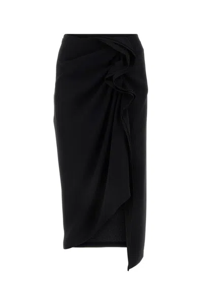 Dries Van Noten Ruffle-trim Cotton Midi Skirt In Black