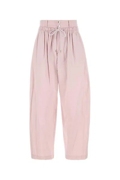 Isabel Marant High Waist Cotton Pant With Elastic Waistband In Pink