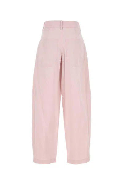 Isabel Marant High Waist Cotton Pant With Elastic Waistband In Pink