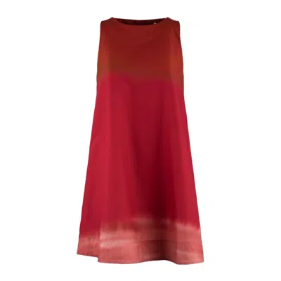 Liviana Conti Red Printed Stretch Poplin Short Dress In Red