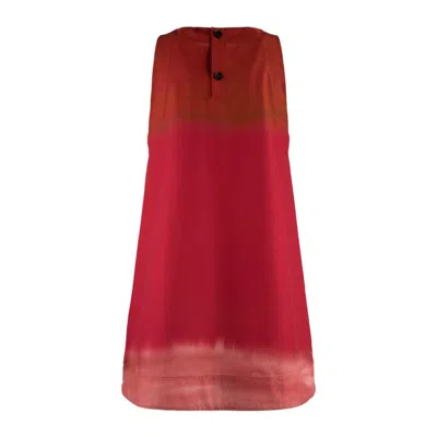 Liviana Conti Red Printed Stretch Poplin Short Dress In Red