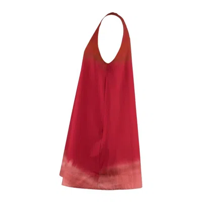 Liviana Conti Red Printed Stretch Poplin Short Dress In Red