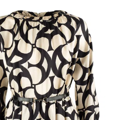 Max Mara Printed Silk Flared Dress In Neutral