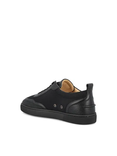 Christian Louboutin Retero Full-grain Leather-trimmed Canvas Sneakers In Black