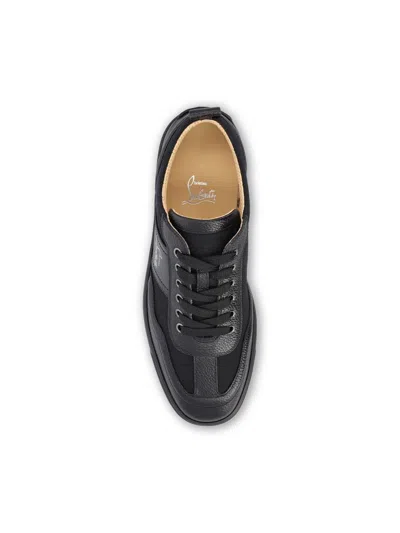 Christian Louboutin Retero Full-grain Leather-trimmed Canvas Sneakers In Black