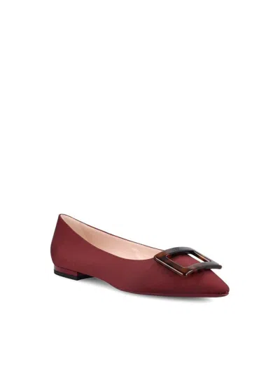 Roger Vivier 5mm Gommettine Gros Grain Flats In Red